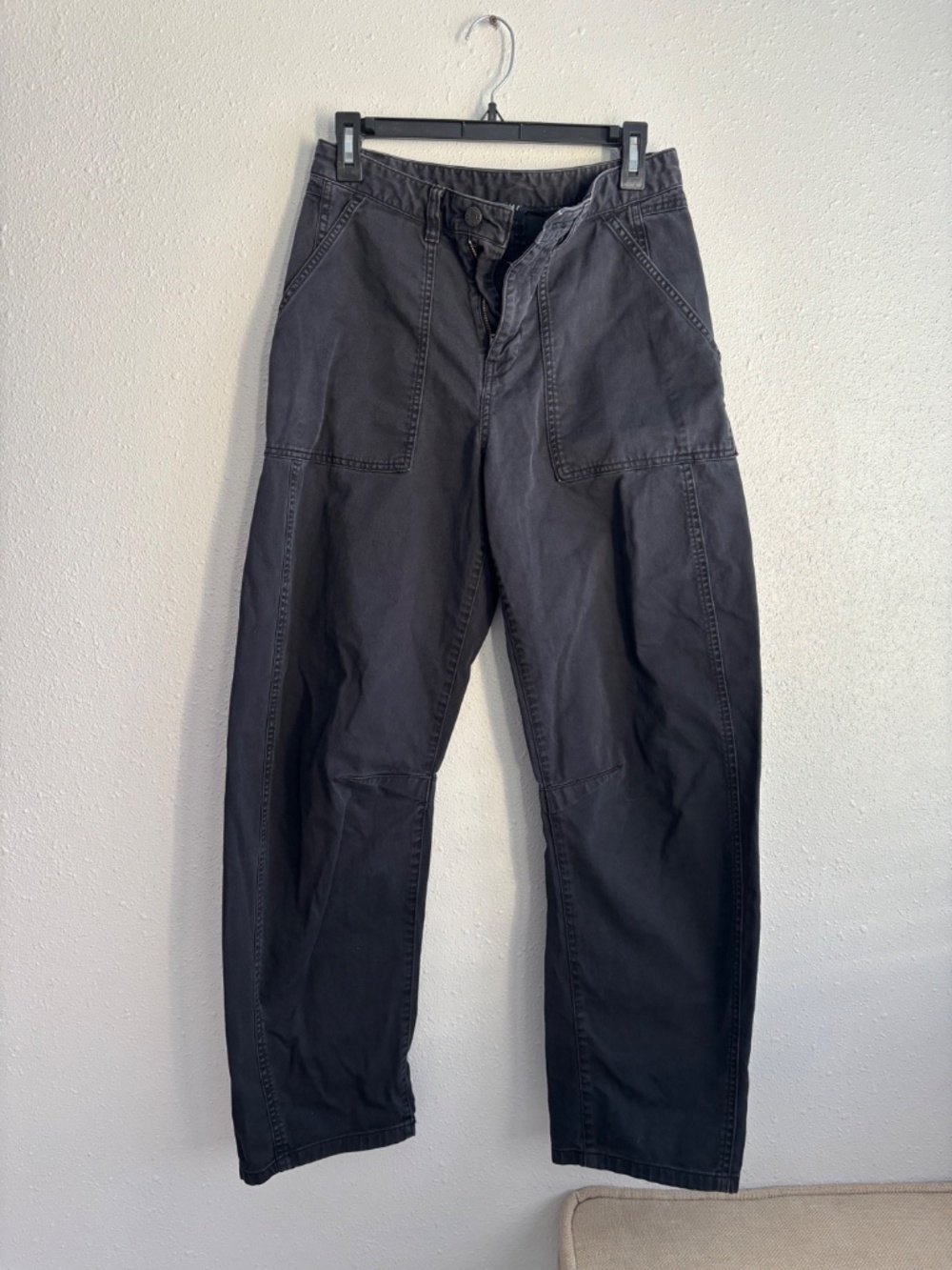 Gap Mid Rise Twill Black Barrel Pants - US 2 Tall